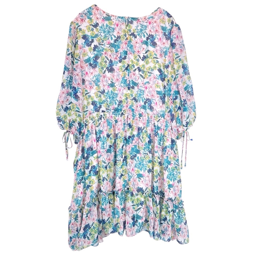 NEW Taylor Floral Print Chiffon Dress Smocked Waist V-Neck A-Line Tiered 20W NWT - Picture 6 of 16